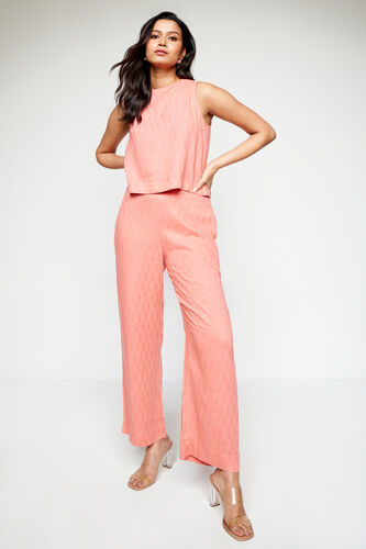 Peach Self Design Straight Set, Peach, image 3